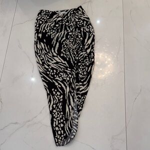 Veronica Beard Black and White Printed Midi Skirt